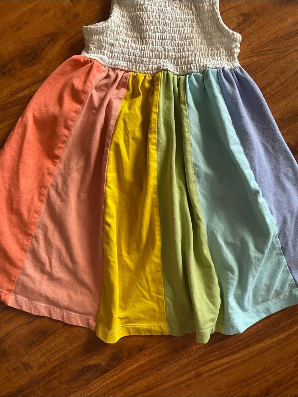 Hanna Andersson Girls Sleeveless Smock Rainbow Sundress Size 5 Girly Cottagecore